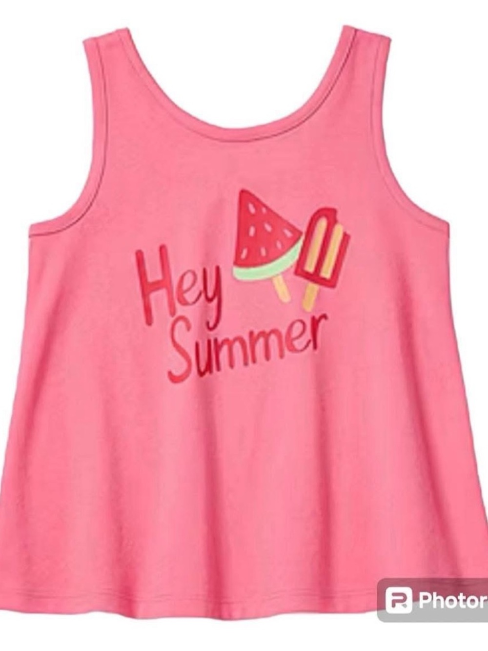 Okie Dokie Girls Pink Hey Summer Tank Top Watermelon Popsicle Graphic 9M